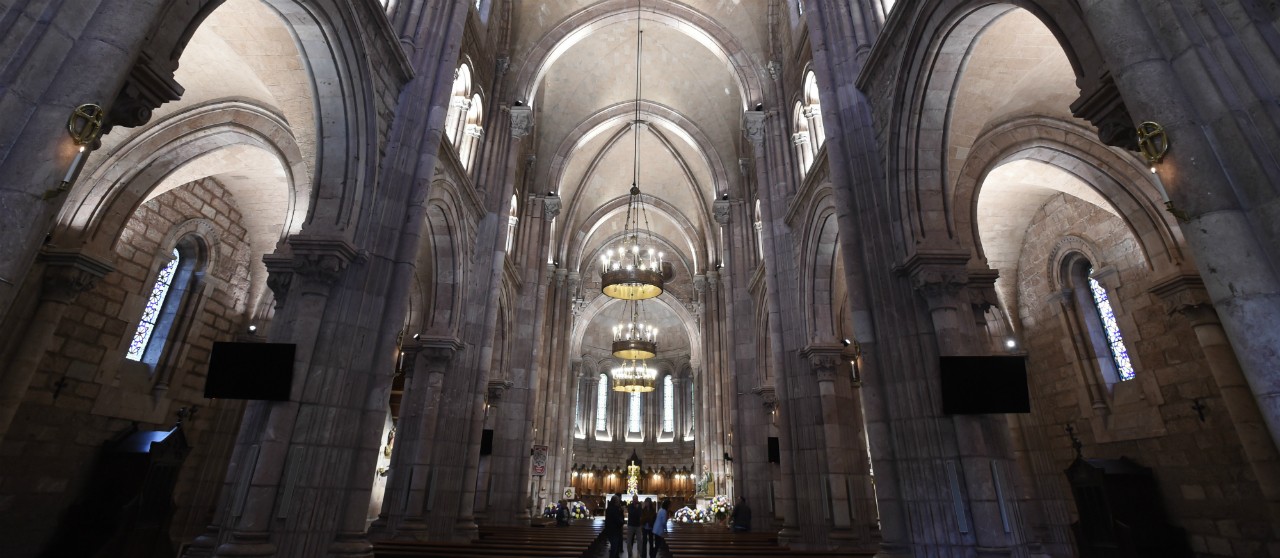 Vista de la parte interior iluminada